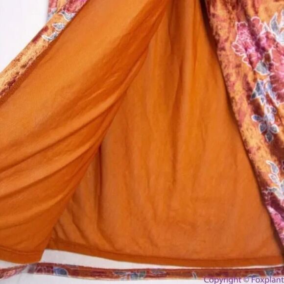 New! Free People Poets Velvet Sarong Skirt in Rust Combo, XS - Picture 7 of 15